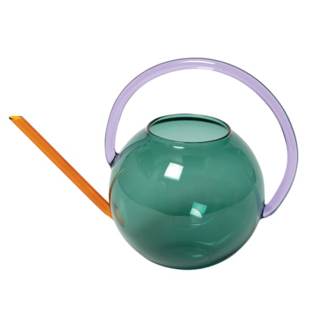 Block-coloured glass rounded watering can