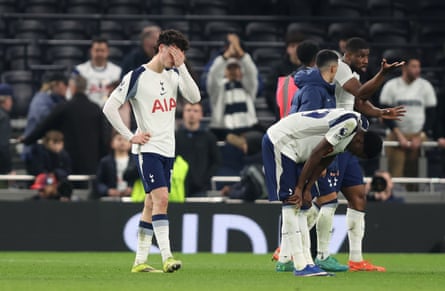 Tottenham players look dejected during the Premier League match against Crystal Palace