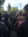Anti- and pro-Trump protesters share marijuana on the streets of Berkeley.