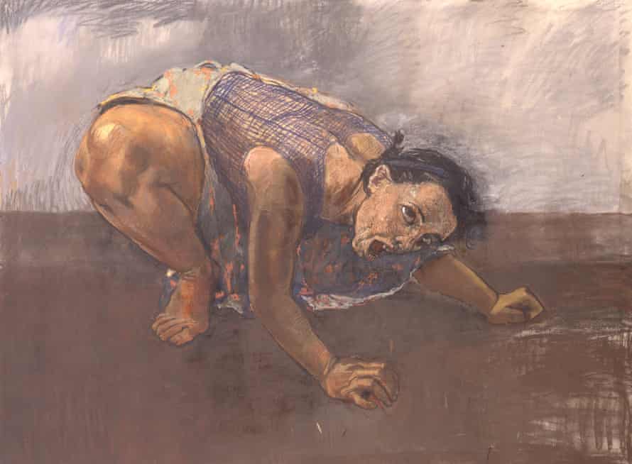 Dog Woman, 1994, ‘cowed but utterly aware of [her] own sexuality’, by Paula Rego.