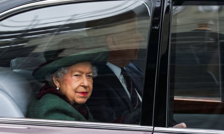 Queen Elizabeth and Prince Andrew arriving together for Prince Philip’s memorial.