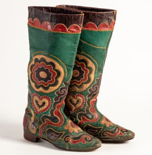 A pair of Russian boots circa 1900s worn by Ottoline Morrell (1873-1938), an English aristocrat on the fringes of the Bloomsbury Group