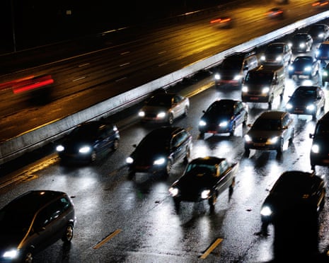 Vehicles on a UK motorway at night