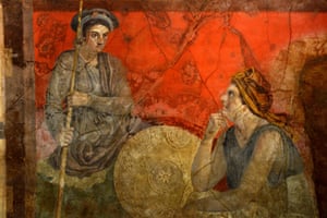 Fresco depicting two figures
