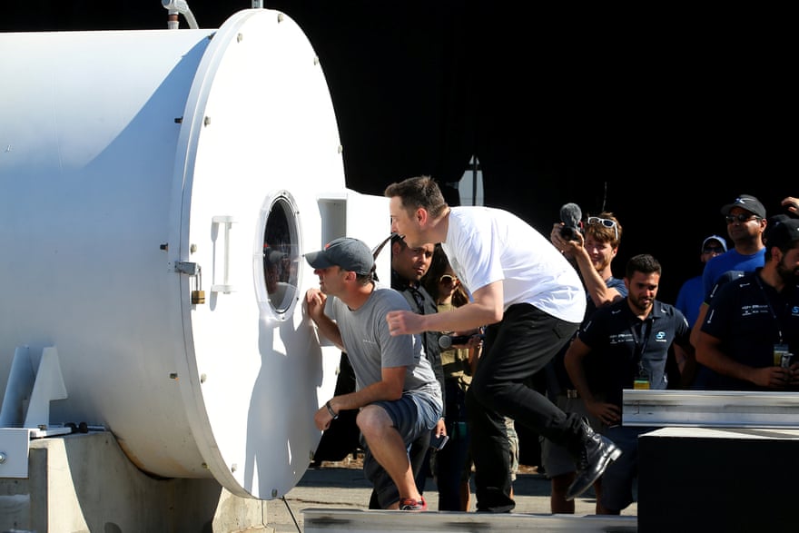 Elon Musk at SpaceX Hyperloop Pod II competition in Hawthorne, California.