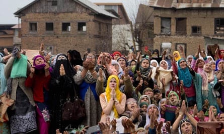 Kashmiri Muslim women praying at Hazratbal Shrine on the outskirts of Srinagar