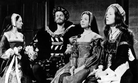 The Six Wives of Henry VIII, 1971, with, from left, Anne Stallybrass, Keith Michell, Dorothy Tutin and Annette Crosbie. The first episode, which was scripted by Rosemary Anne Sisson, brought a Bafta for Crosbie as Catherine of Aragon.