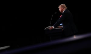 Donald Trump on stage during the final debate.