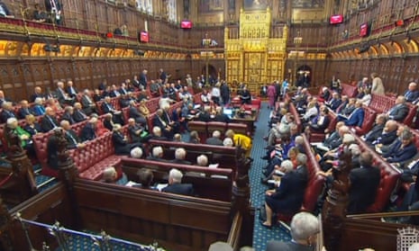 Peers in the House of Lords vote on a customs union amendment.