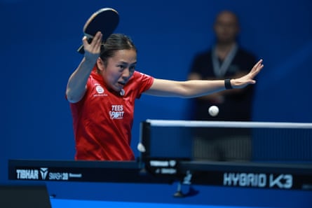 England’s Tin-Tin Ho in action against Germany’s Annett Kaufmann in last October’s European championships team event in Croatia