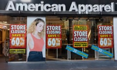 A closing down sale at an American Apparel store in Oxford Street, central London