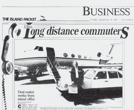 An image of Al Dunlap on Hilton Head island from a 1987 Island Packet newspaper article.