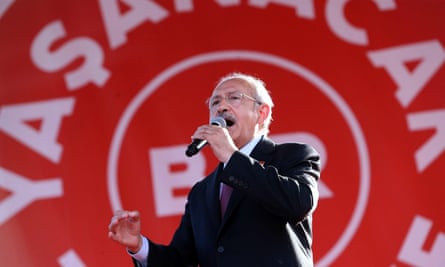 The leader of Turkey’s main opposition Republican People’s party (CHP), Kemal Kılıçdaroğlu, addresses supporters in Ankara.