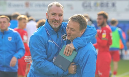 The mindset coach Steve Sallis and set-piece coach Andy Parslow at Ipswich, where Wimbledon came from two goals down to draw.