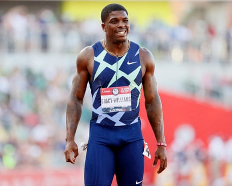 Marvin Bracy-Williams looks on during the 2020 US Olympic trials at Hayward Field in Eugene, Oregon.