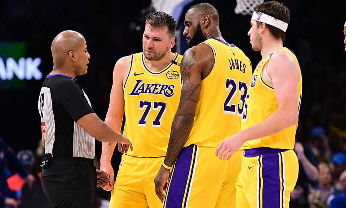 Dončić says he was trash talking fan rather than ref before ejection in Lakers loss | Luka Dončić | The Guardian