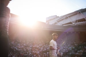Spain’s Carlos Alcaraz playing tennis at Wimbledon