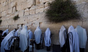 Ultra-Orthodox Jews praying at the Western Wall in Jerusalem