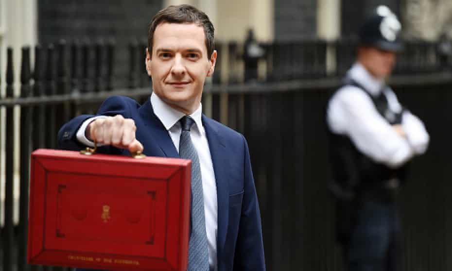 George Osborne holds up his budget box