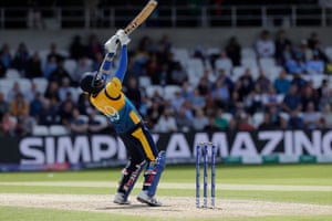 Angelo Mathews, from Sri Lanka, plays a kick.