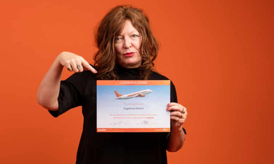Suzanne Moore with her Fearless Flyer certificate.
