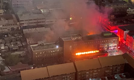 Social media footage showing the fire at the Johannesburg block in the early morning, this Thursday
