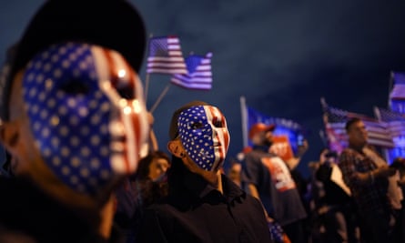 Supporters of President Donald Trump protest in front of the Clark county election department in North Las Vegas, Nevada, on 6 November.