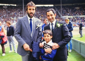 Spurs’ Ricky Villa and Ossie Ardiles with his son take in the atmosphere ahead of the match.