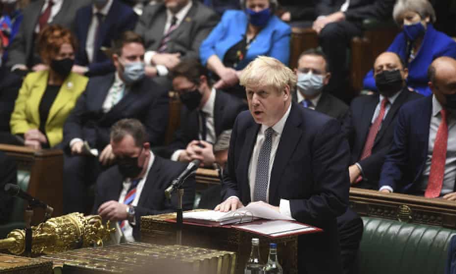 Boris Johnson at prime minister's questions in the House of Commons, London, 12 January 2022