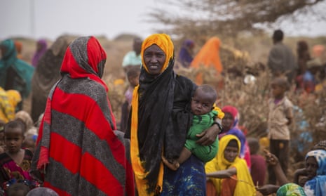 People wait for food and water in Werder district, in Ethiopia’s Somali region