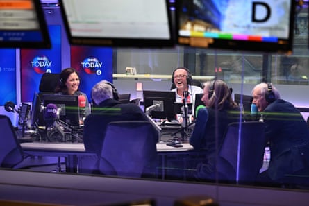 Nick Robinson with Mishal Husain and others in the Today studio.
