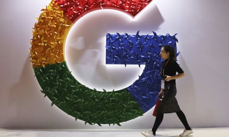 A Google logo at the China International Import Expo in Shanghai. 