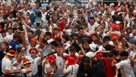 Watch the moments as England fans wildly celebrate goals against Slovakia – video