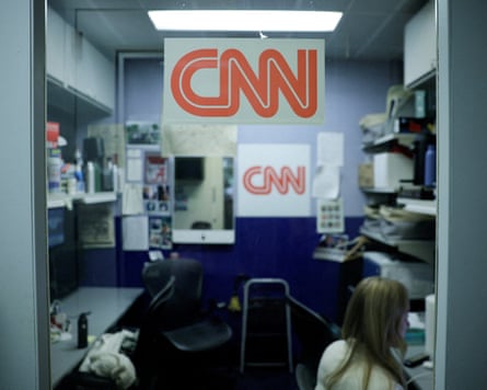 The CNN booth at the White House.