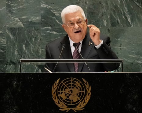 Mahmoud Abbas addresses the United Nations general assembly in September 2024.