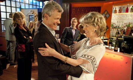 Claudia Colby (Rula Lenska) spots Audrey Roberts (Sue Nicholls) and Marc Selby (Andrew Hall) hugging in IT’Vs Coronation Street, 2011.