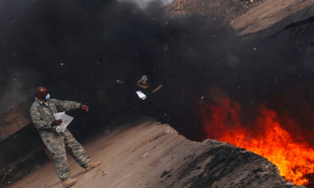 A burn pit at Balad Air Base in Balad, Iraq, March 2008. 