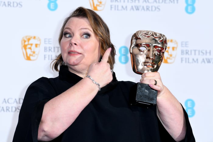 Joanna Scanlan poses in the winners room with the Best Actress award for After Love.