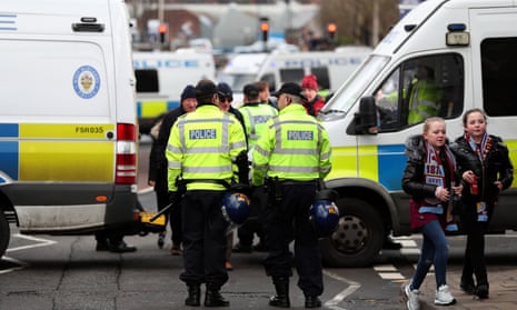 Police at an Aston Villa v Birmingham City game