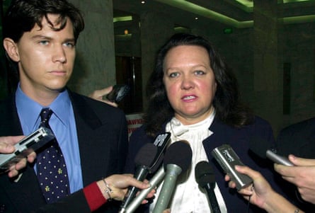 Gina Reinhart speaks to media with her son beside her