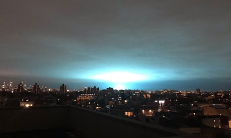 A fire at the Con Edison power plant in Astoria has turned New York City’s night sky bright blue.