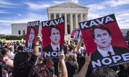 Protesters against US supreme court nominee Judge Brett Kavanaugh last year.