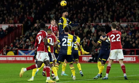 Nottingham Forest’s Chris Wood scores their side’s second goal of the game against Bournemouth.