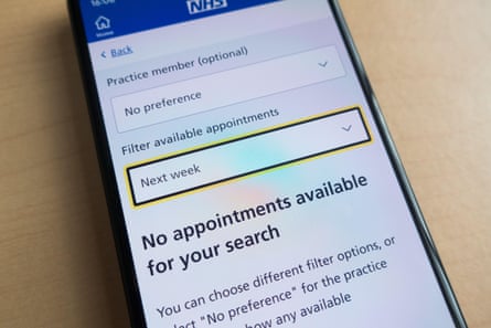 NHS app showing appointments available with GP 