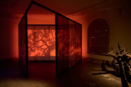 Mok Mok (2023) by Paola Balla, Wemba-Wemba and Gunditjmara artist (left) and Deeply Rooted (2023) by Karla Dickens, Wiradjuri artist (right).