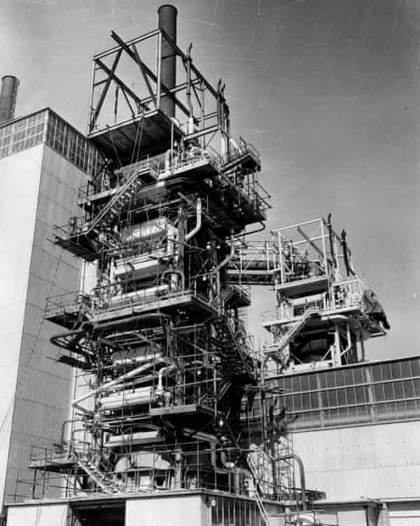 One of the heat exchangers nears completion at Windscale, in 1946.