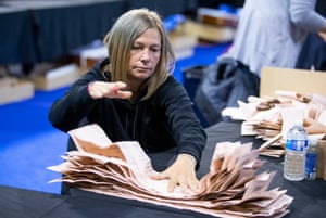 Votes being counted at the Emirates Arena, Glasgow, this morning.