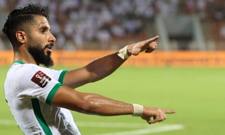 Saleh al-Shehri celebrates his goal against Oman during a prolific World Cup qualifying run for the underrated striker.