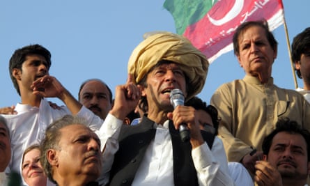 Imran Khan speaks during a peace march protest against US drone strikes in Waziristan, Pakistan, in 2012.