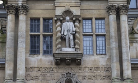 The statue of Rhodes at Oriel College.